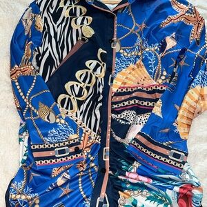 Chain patterned button down dresses